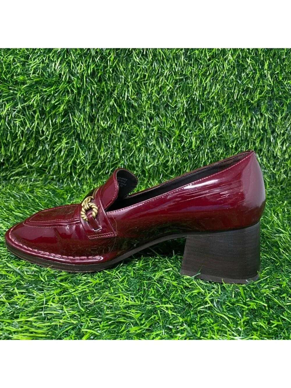 Tory Burch Perrine Patent Leather Mid Heel 55 mm Loafer Womens 7.5M Rubino 2233